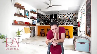 A pretty lady in a red dress sucks and fucks a obese dildo&period; Footjob&comma; titlob&comma; blowjob&period; 3 1