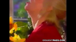 Blonde Grandma Gets Pounded More than The Table
